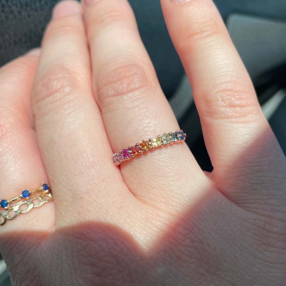 14k Rainbow Sapphire Evie Ring